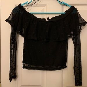 long sleeve mesh crop top